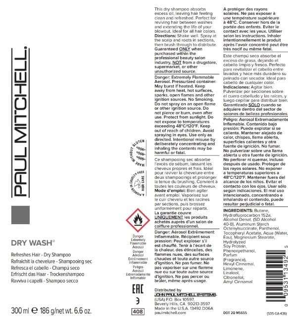 Paul Mitchell Dry Wash packaging shown in 6.6 oz size.
