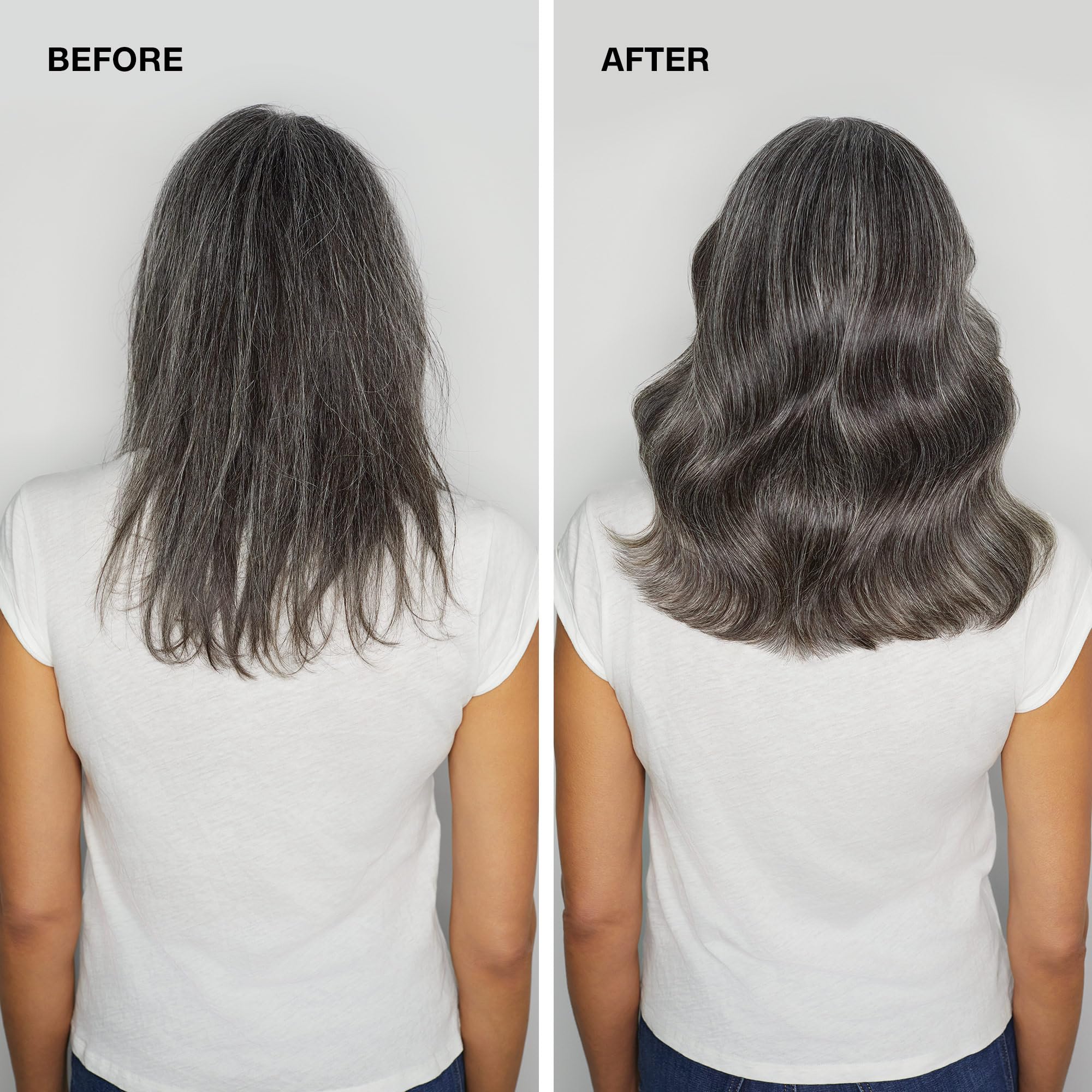 Close-up of hair texture with added fullness and manageability