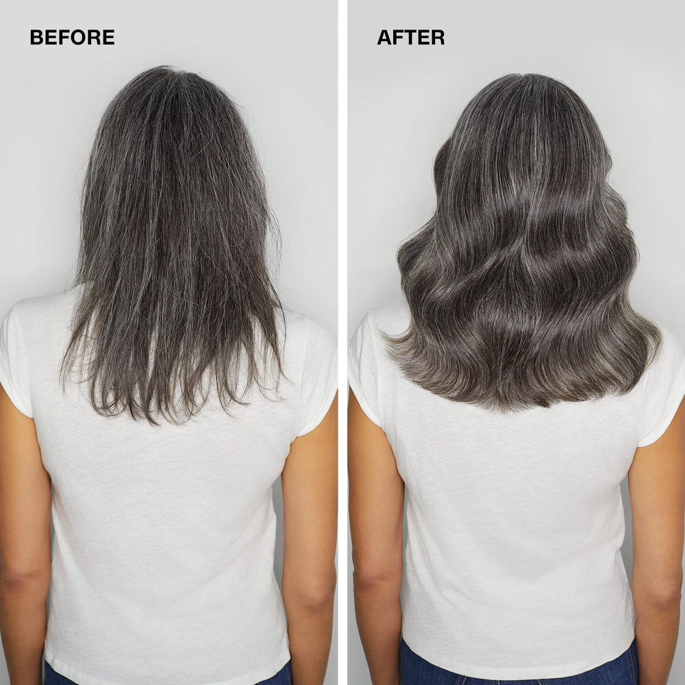 Close-up of hair texture with added fullness and manageability
