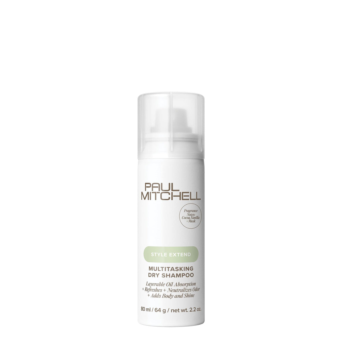 Paul Mitchell Multitasking Dry Shampoo bottle showing oil absorption at roots