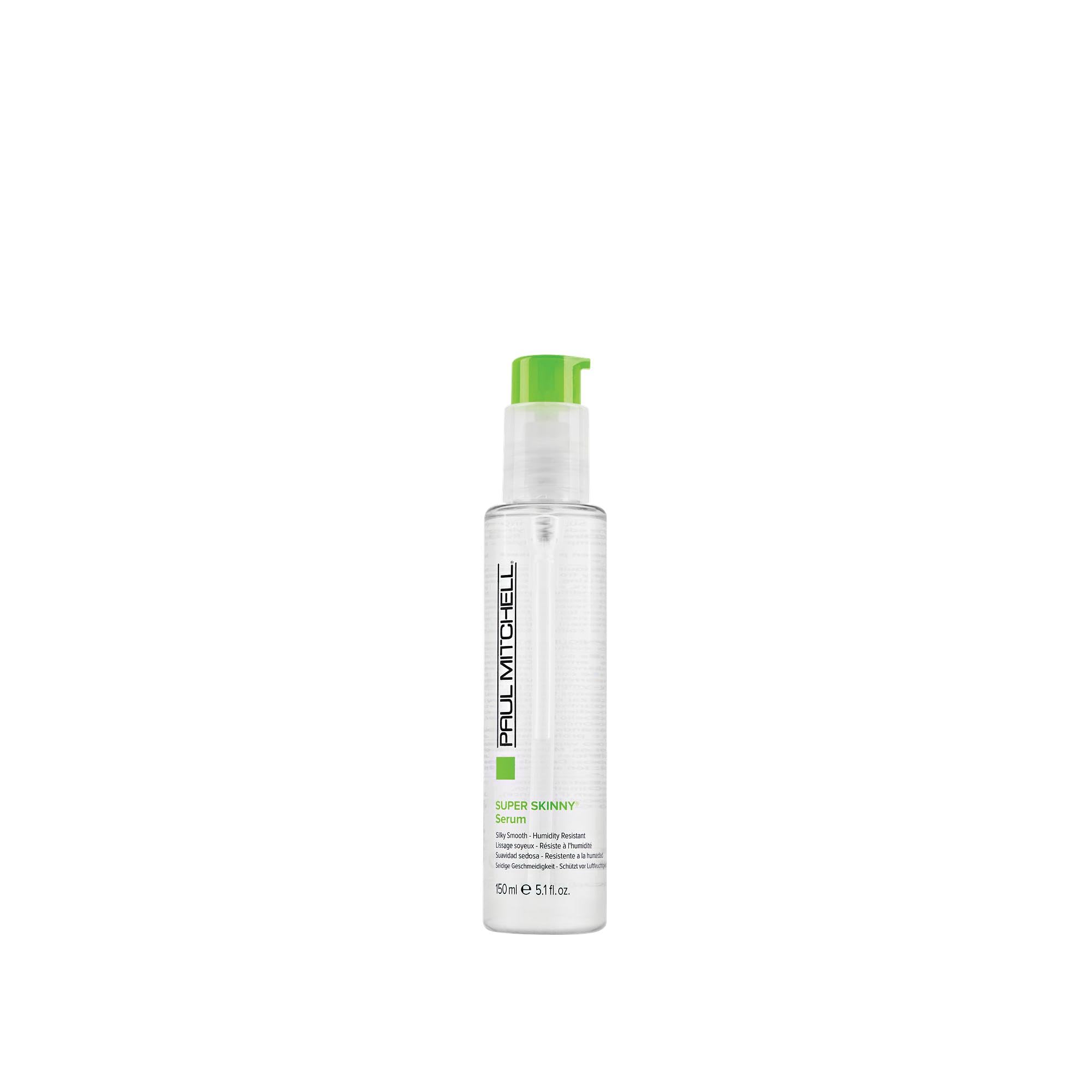 Paul Mitchell Super Skinny Serum bottle speeds drying and reduces frizz.