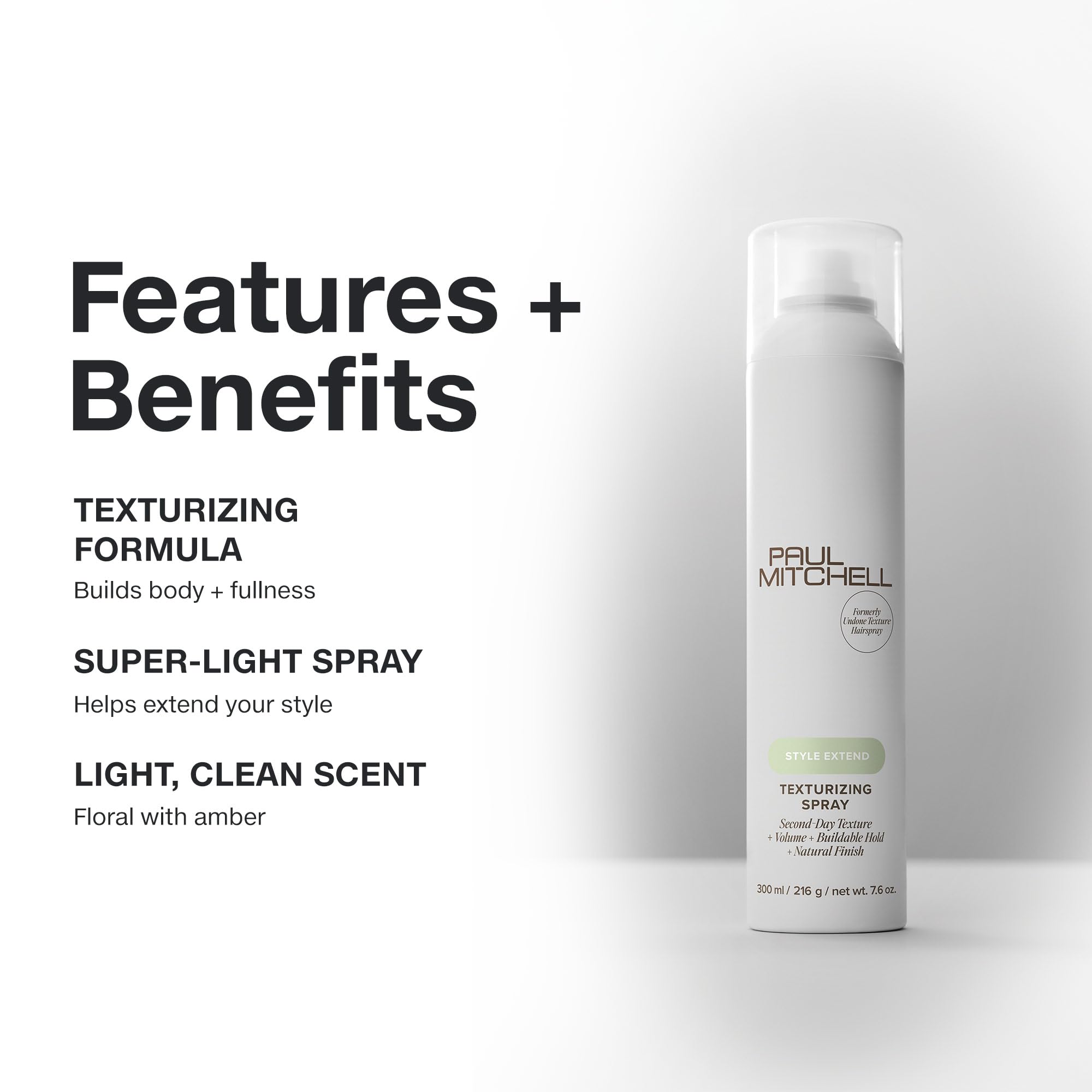 Paul Mitchell Texturizing Spray extends styling time with flexible texture and hold.