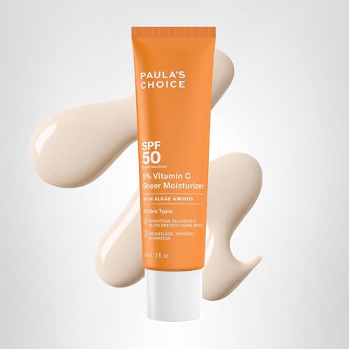 Paula's Choice 5% Vitamin C Sheer Sunscreen packaging box and tube.