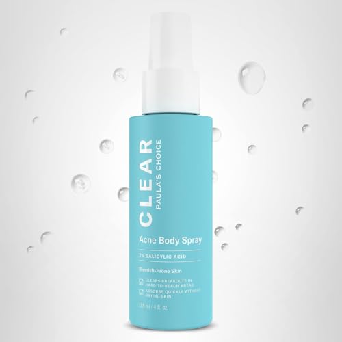 Paula's Choice CLEAR back spray being used for easy body acne care.