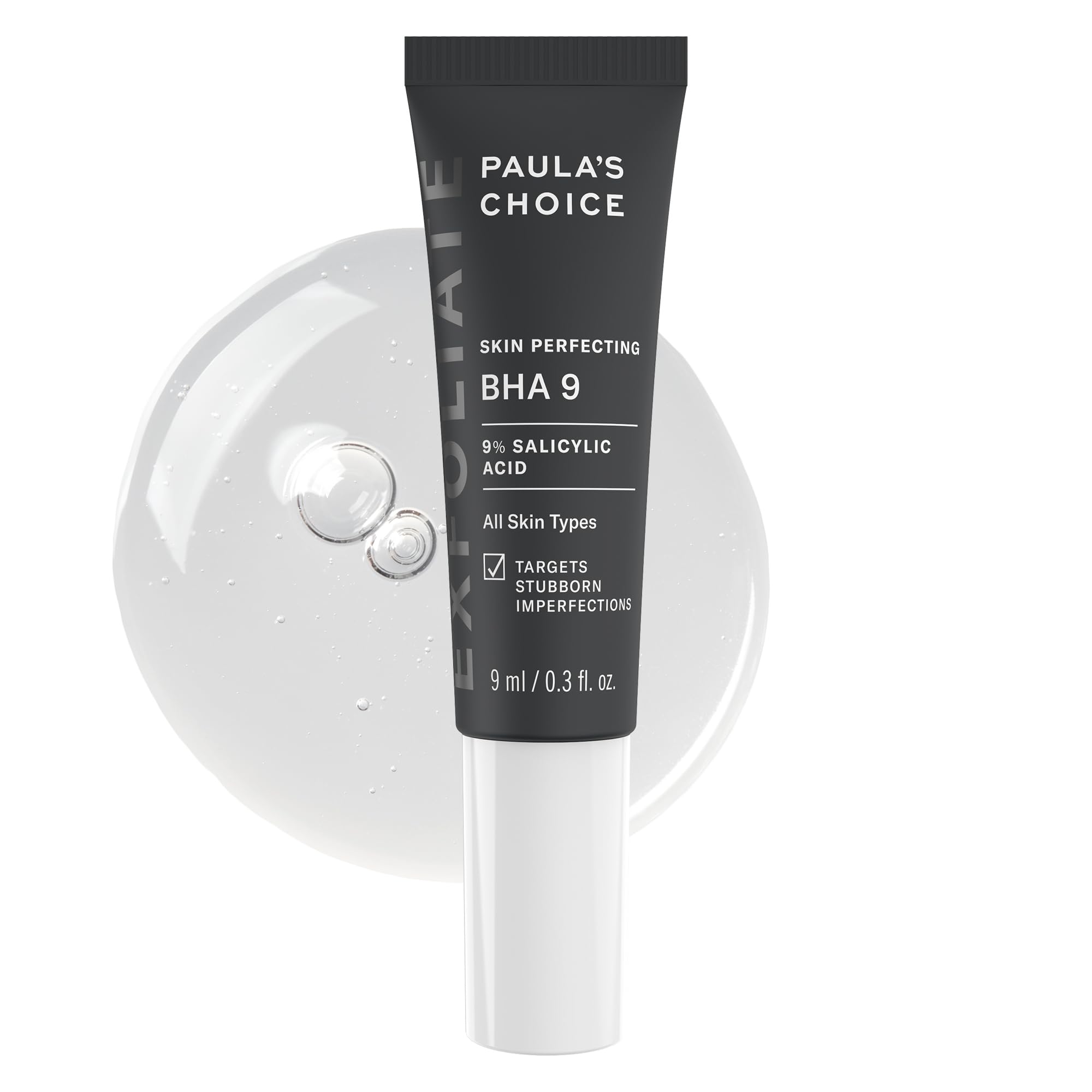 Paula's Choice BHA 9 spot treatment bottle close-up highlighting fragrance-free formula