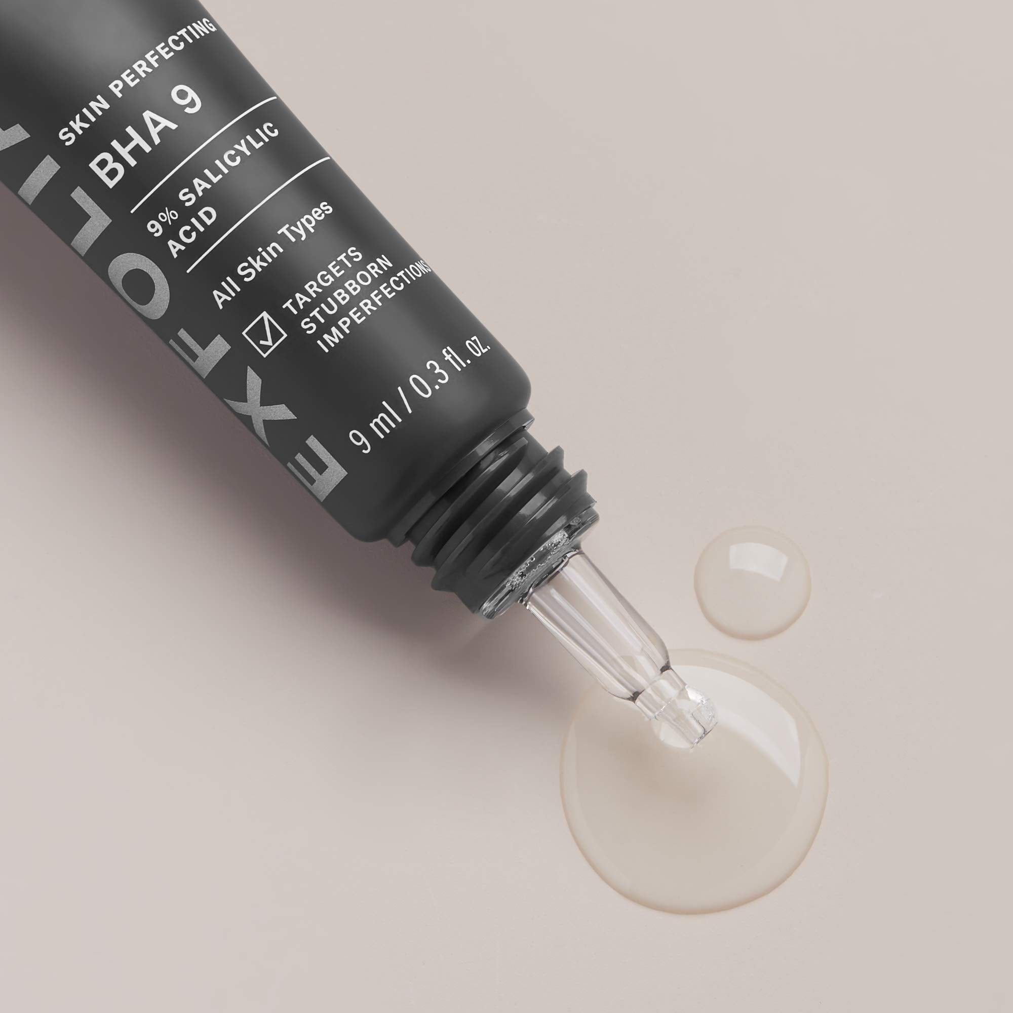 BHA 9 gel-serum texture being applied to a blemish area