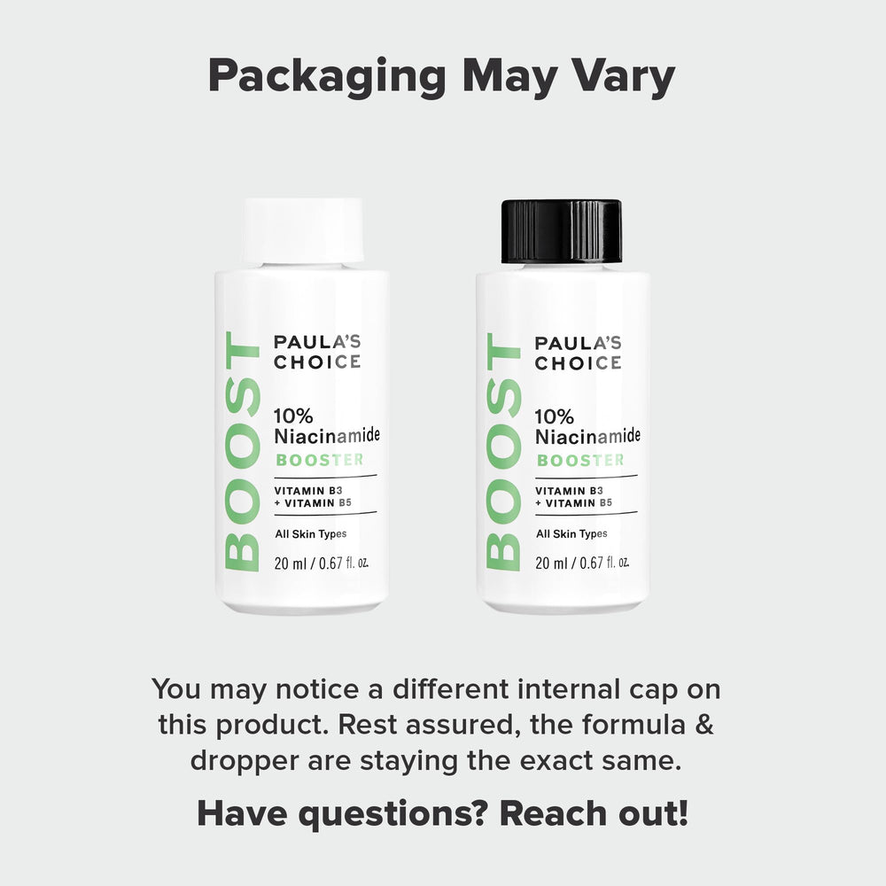 Paula's Choice BOOST packaging emphasizing fragrance-free, cruelty-free skincare values