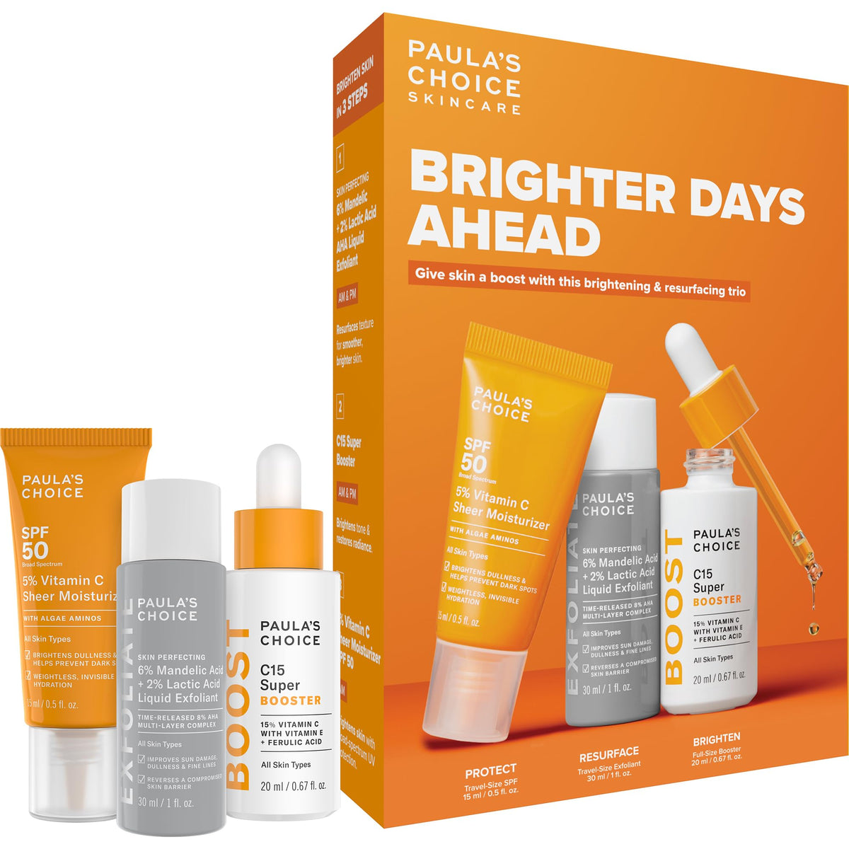 Paula's Choice Brighter Days Ahead Kit C5 SPF bottle for daily sun protection and brightness.