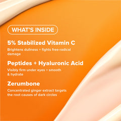 Close-up of the eye cream texture showing a lightweight, hydrating formula for the under-eye area