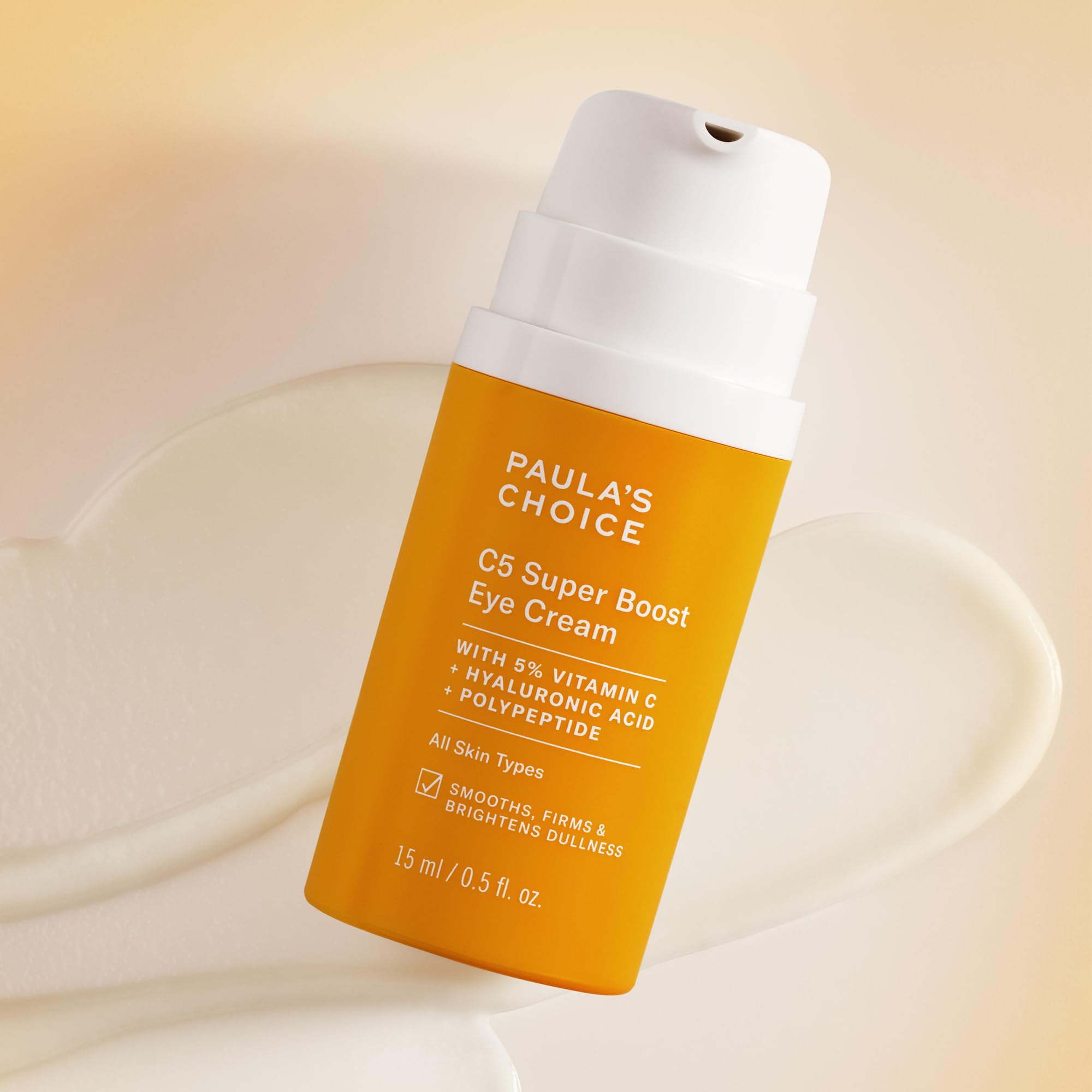 Under-eye area application shot emphasizing reduction of puffiness and improved texture