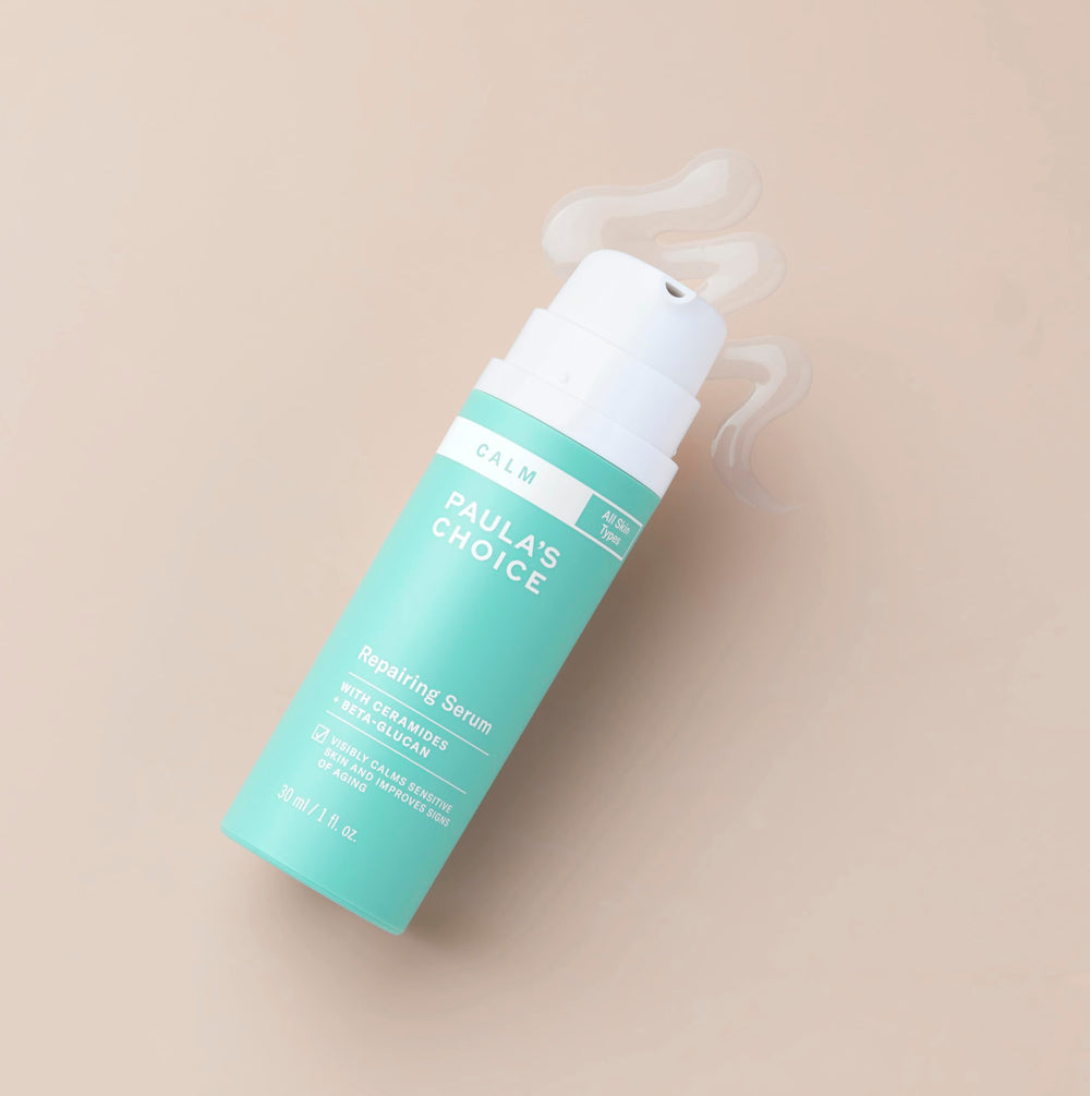 Paula's Choice Calm Repairing Serum application routine promotes calm mornings and evenings
