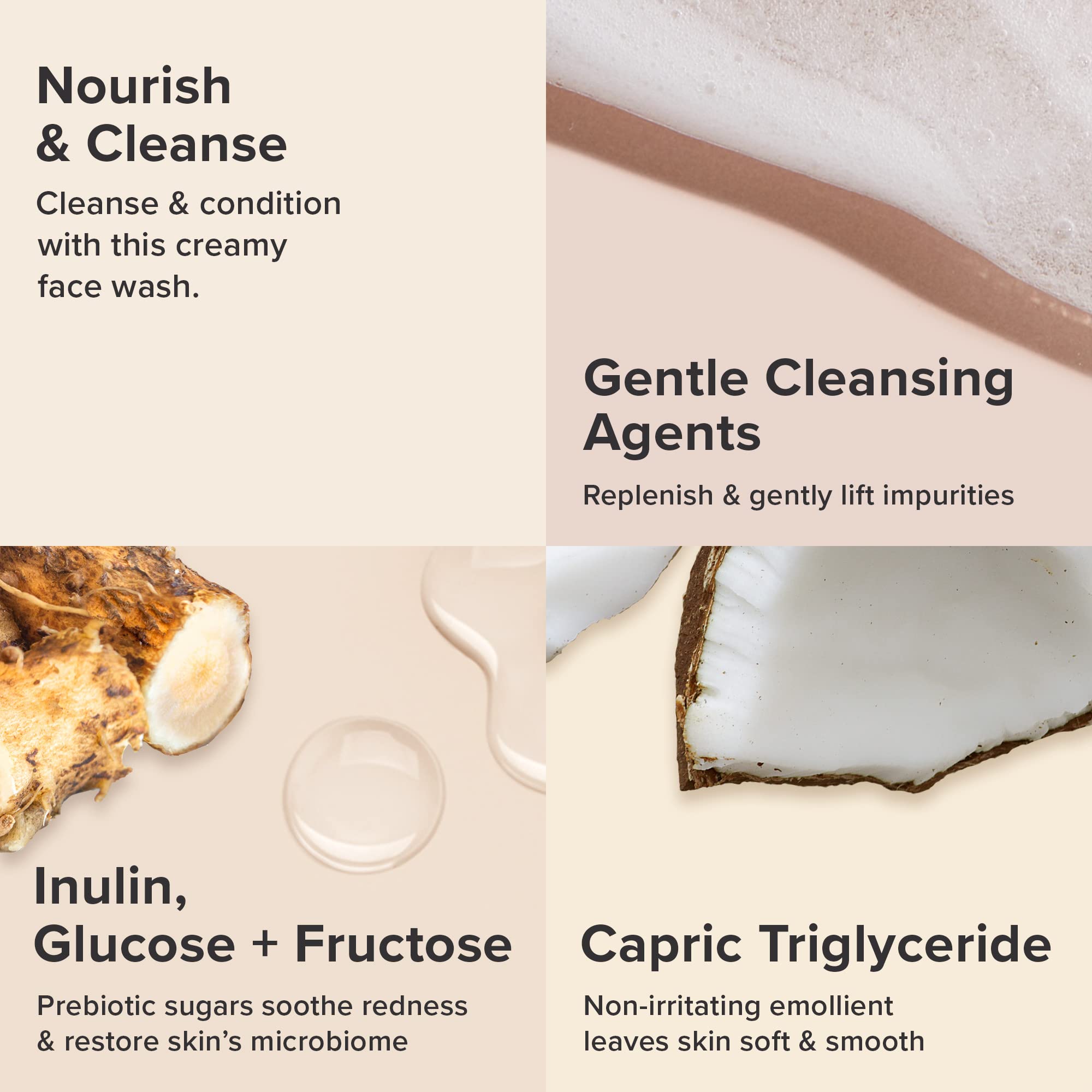 Close-up of creamy foam from Paula's Choice CALM cleanser for gentle makeup removal.
