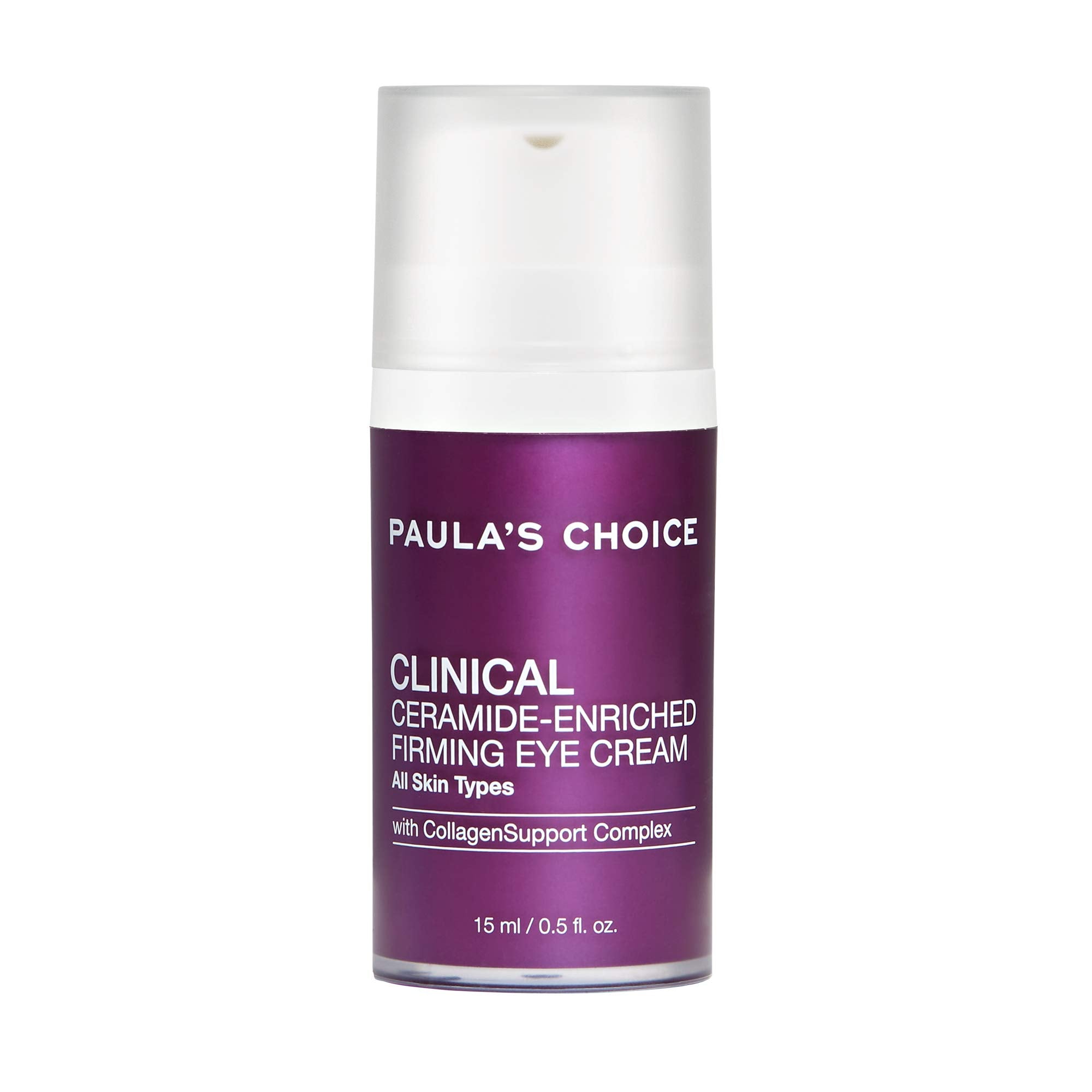 Paula's Choice ceramide firming eye cream tube close-up for smooth under-eye skin