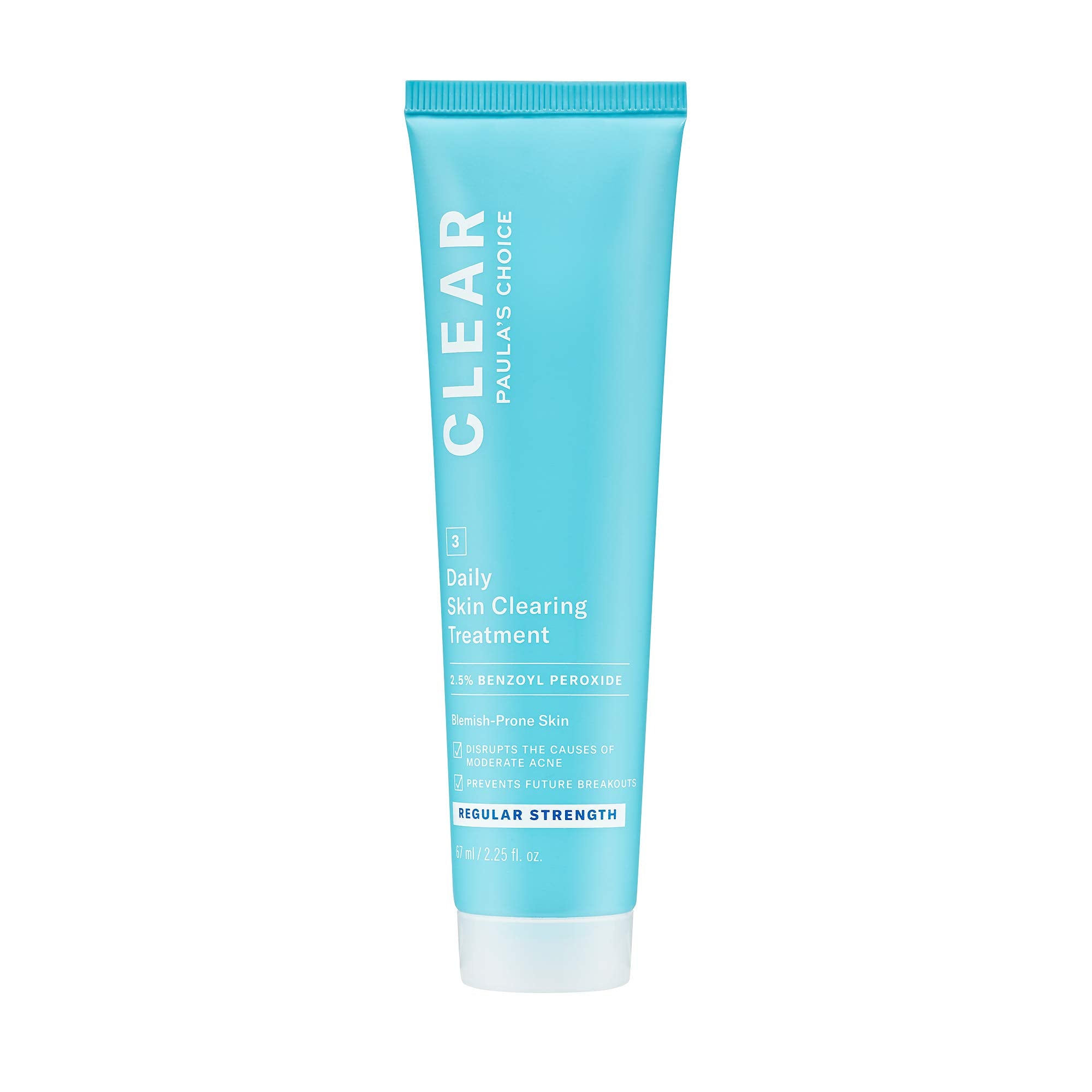 Paula's Choice CLEAR Cream bottle with label, fragrance-free acne treatment for sensitive skin.