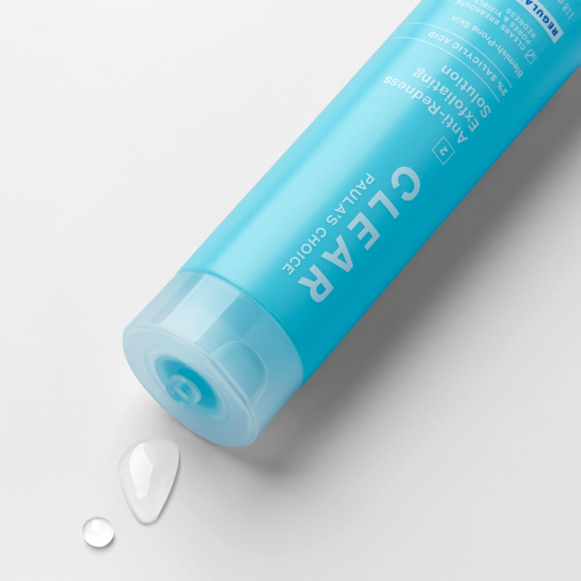 Close-up of the Paula's Choice CLEAR Exfoliating Solution label highlighting fragrance-free formula.