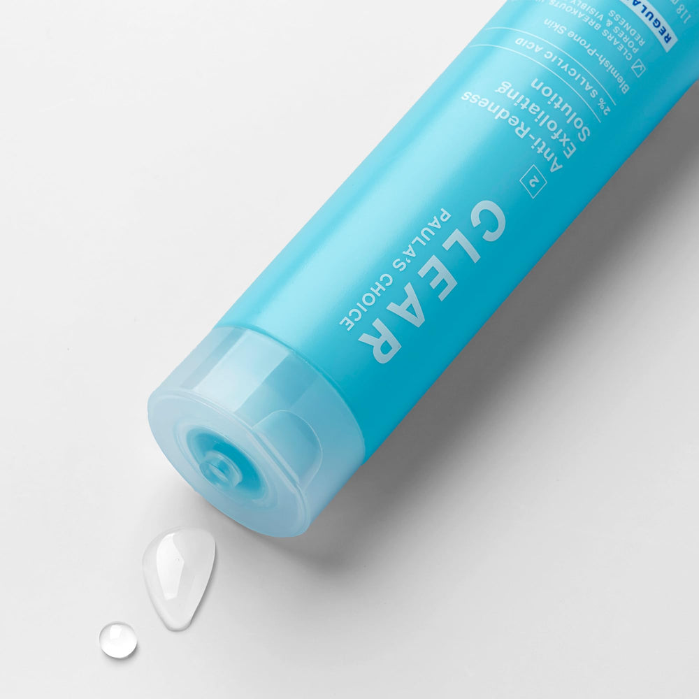 Close-up of the Paula's Choice CLEAR Exfoliating Solution label highlighting fragrance-free formula.