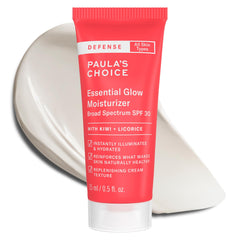Paula's Choice Defense Essential Glow SPF 30 bottle showcasing mineral protection for radiant, even-toned skin.