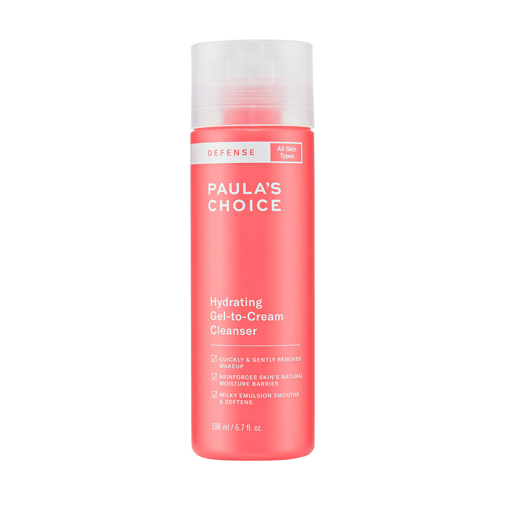 Paula's Choice DEFENSE cleanser bottle pour for daily cleansing routine