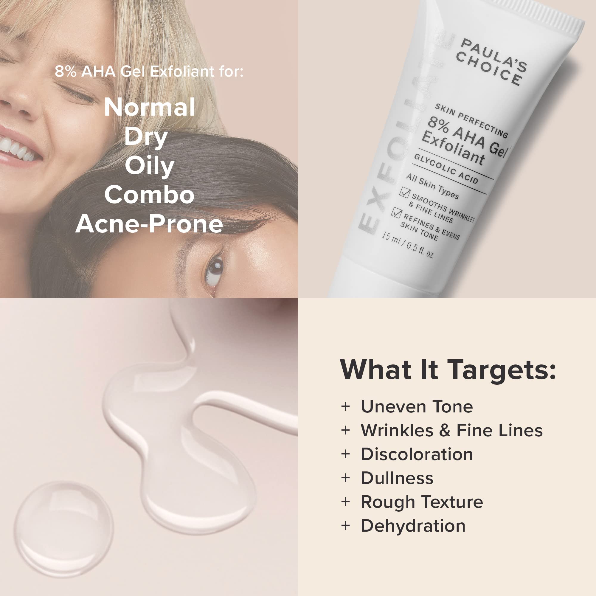 Paula's Choice gentle leave-on exfoliation demonstrated on skin.