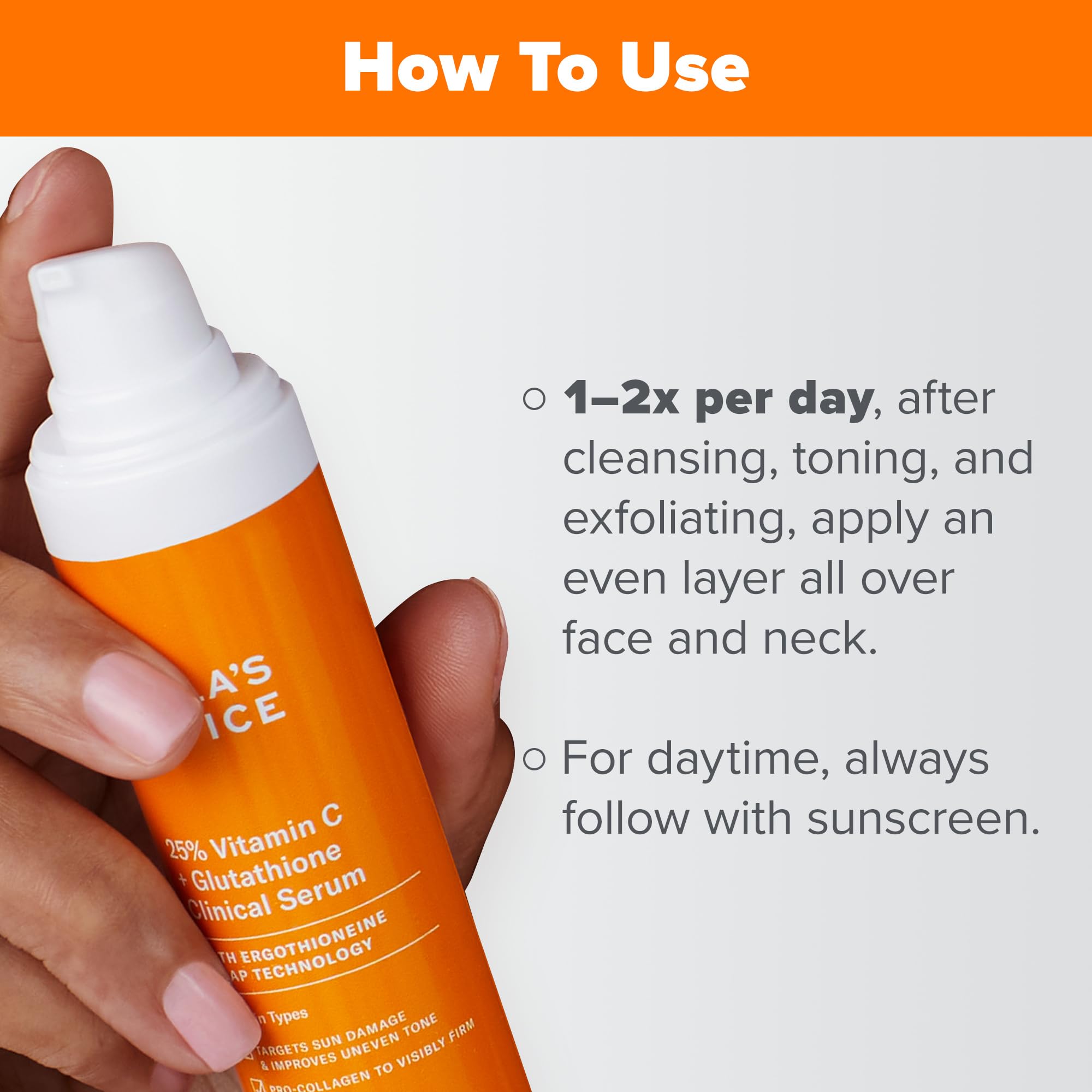 Paula's Choice serum packaging emphasizes glutathione GAP technology for stability.