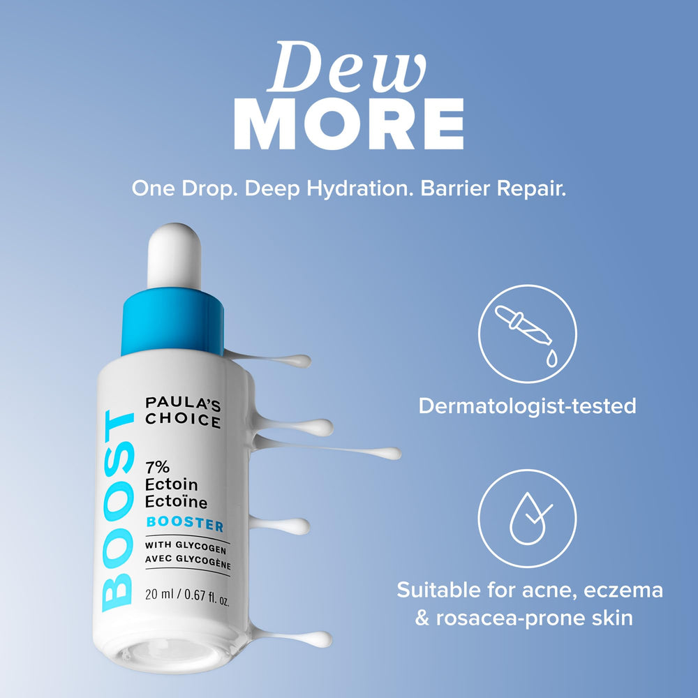 Close-up of Paula's Choice milky serum pour highlighting lightweight hydration.