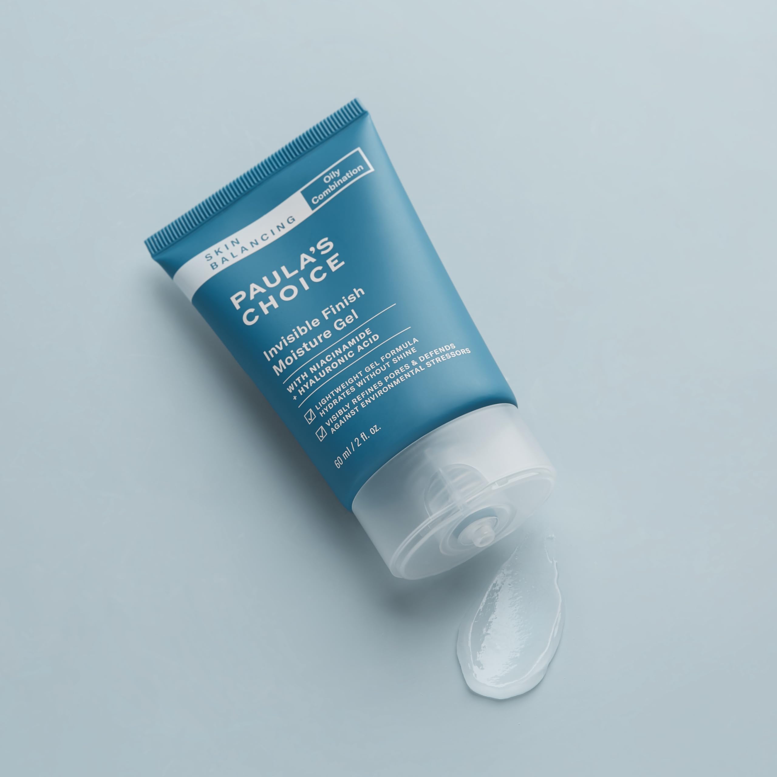 Paula's Choice invisible finish gel close-up highlighting niacinamide and hyaluronic acid benefits