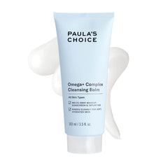 Paula's Choice Omega Complex cleansing balm jar close-up showing makeup removal texture.