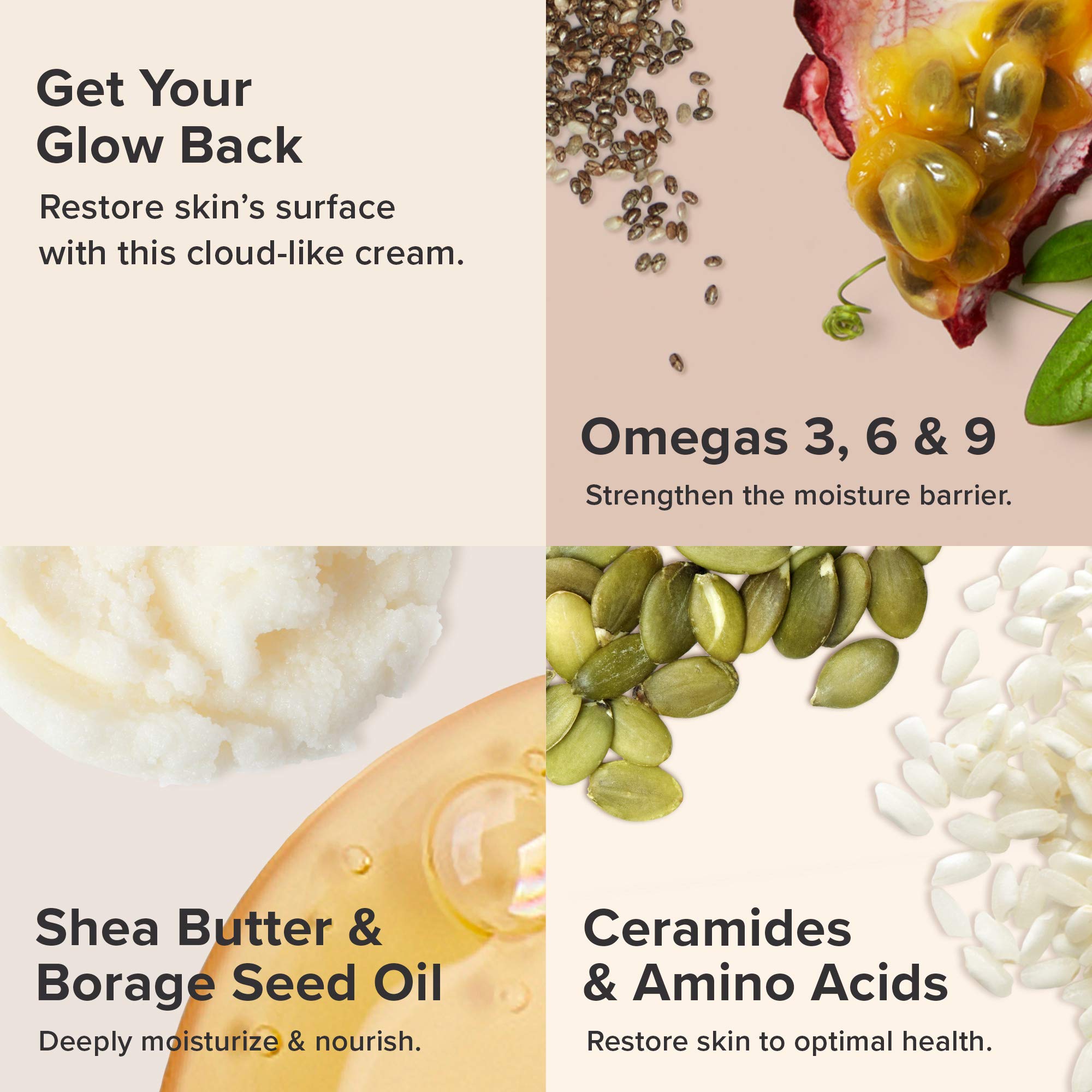 Textured close-up of Paula's Choice Omega+ Moisturizer's barrier-boosting ceramides