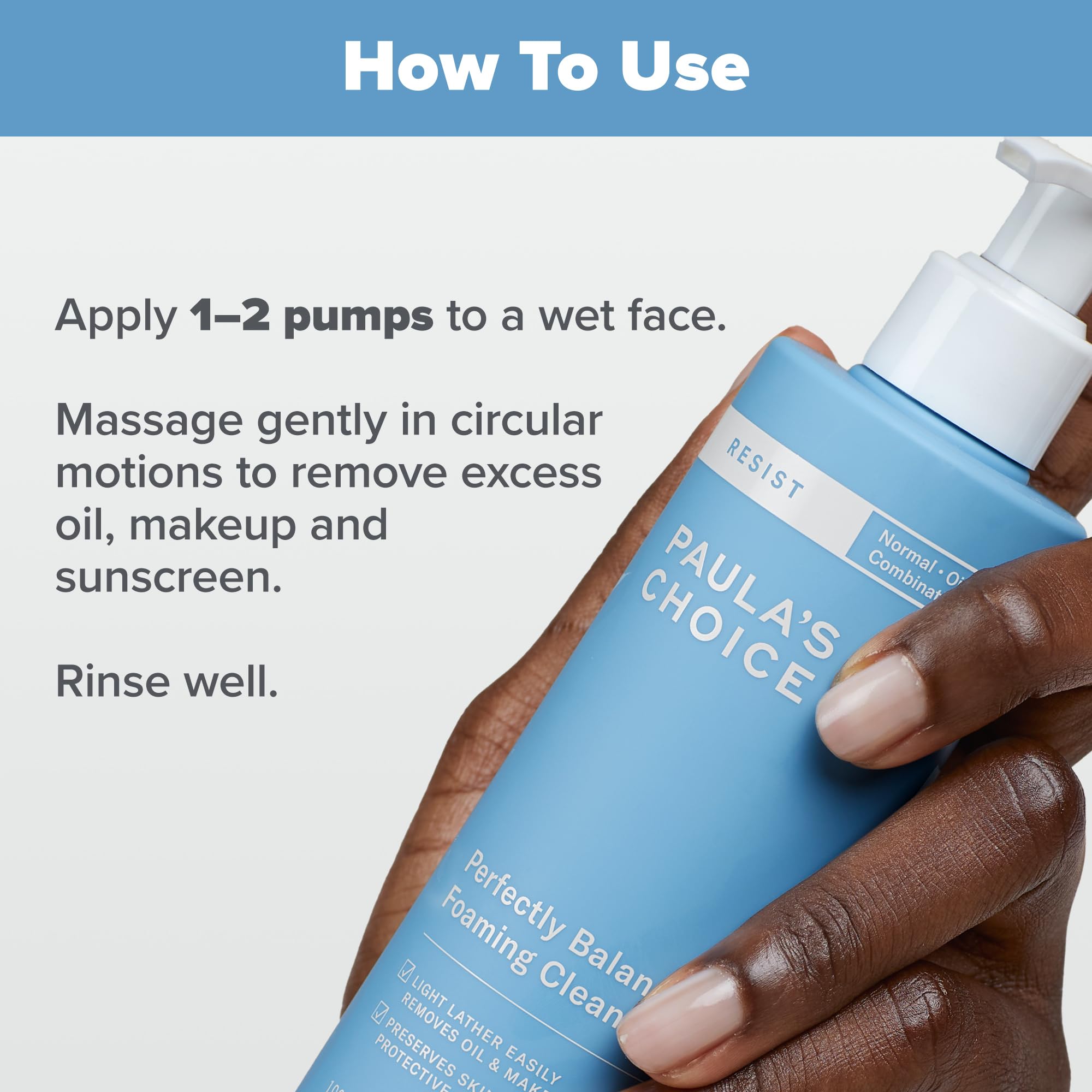Paula's Choice RESIST cleanser texture image highlights hydrating hyaluronic acid benefits.