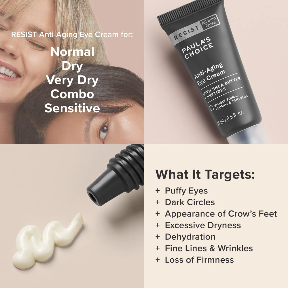 Paula's Choice RESIST eye cream application image under the eye for smooth layering.