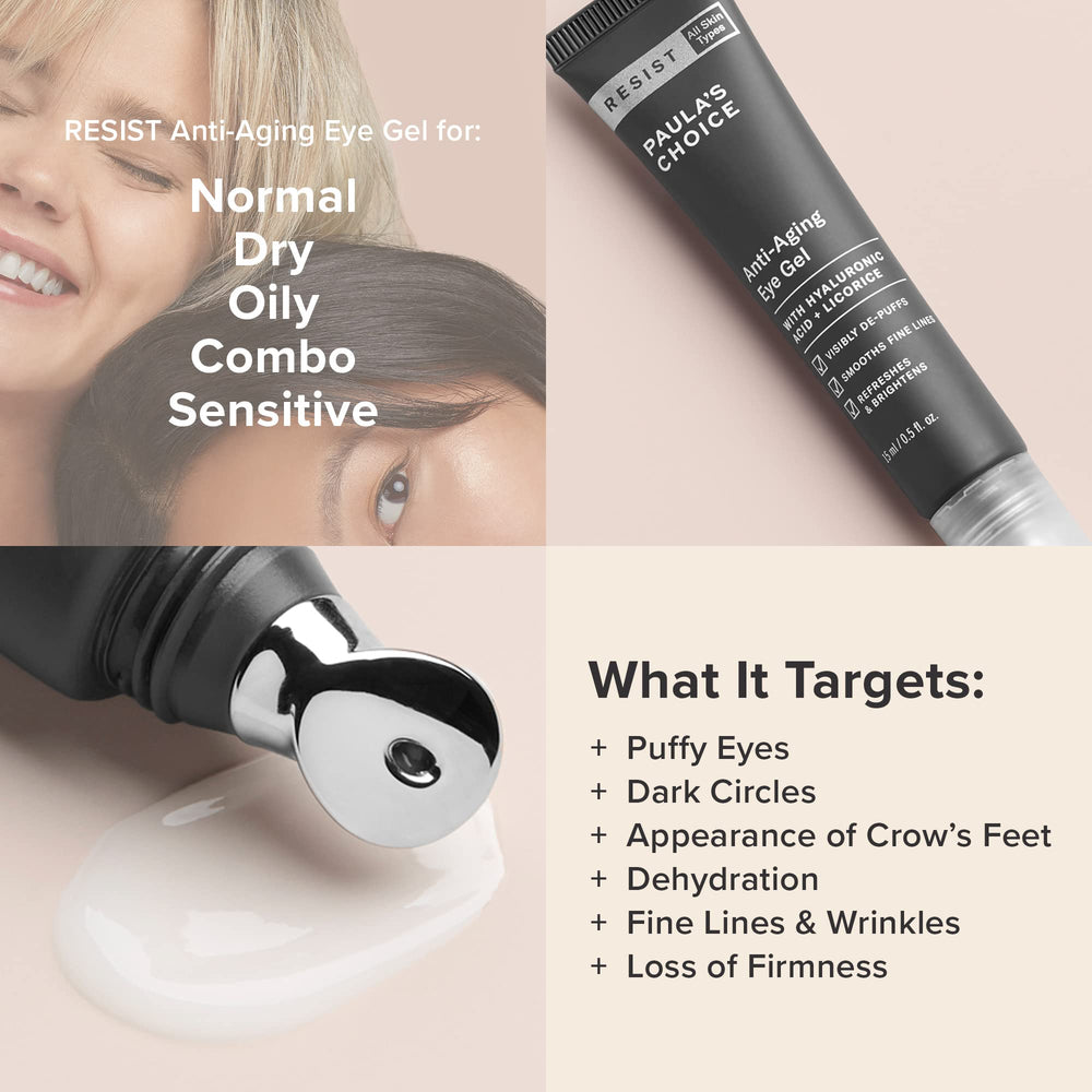 Application moment with Paula's Choice RESIST eye gel targeting fine lines