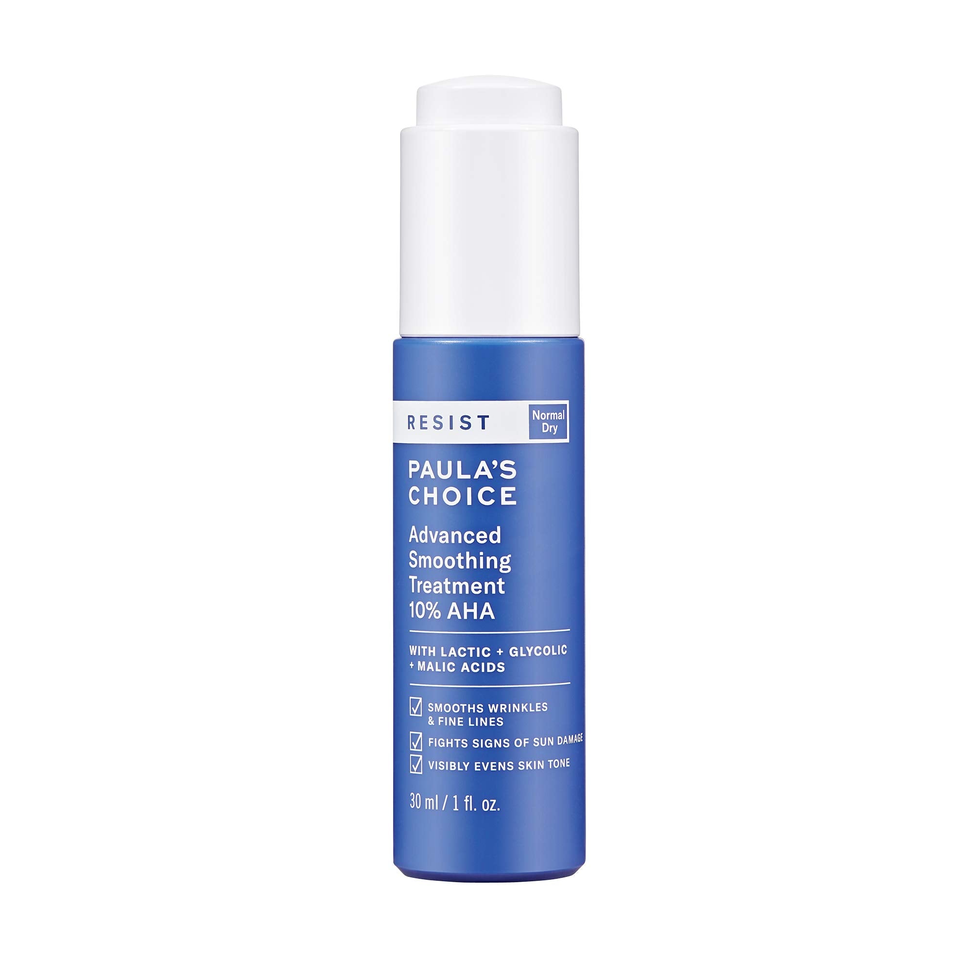 Paula's Choice RESIST 10% AHA bottle pour for smoother skin.