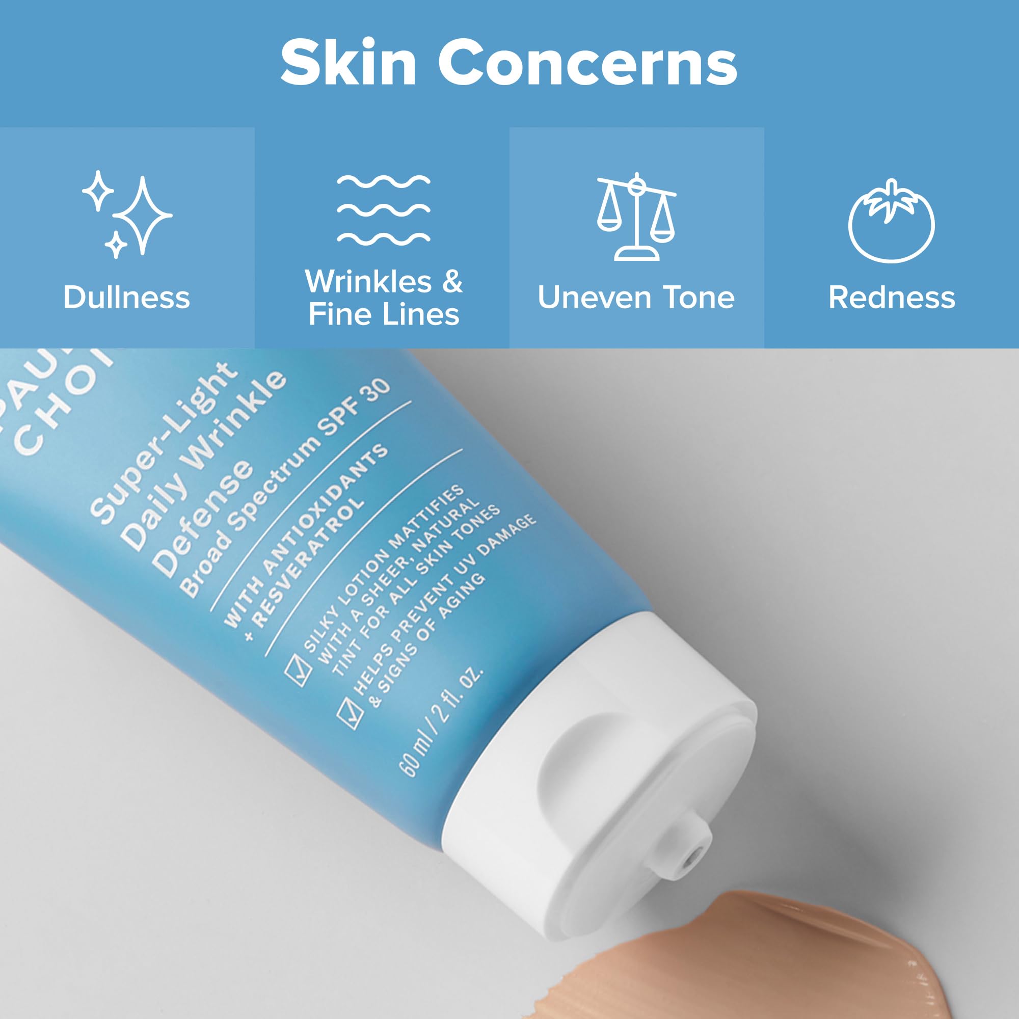 Paula's Choice RESIST SPF 30 application shot emphasizes quick absorption under makeup.