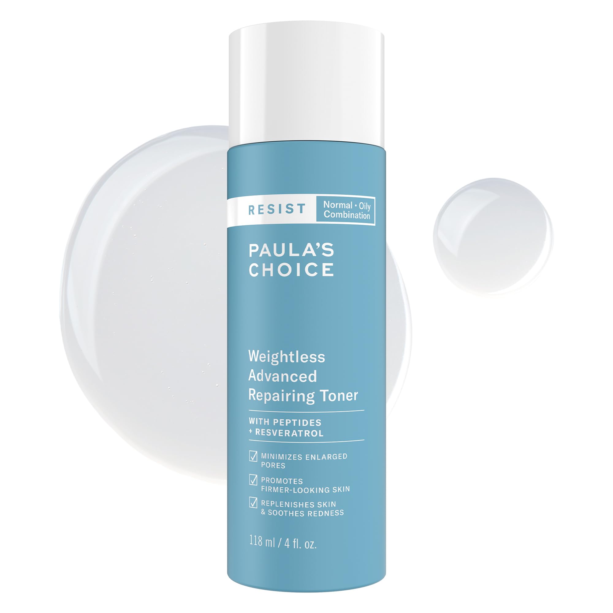 Paula's Choice Resist Toner bottle close-up showing fragrance-free formula for sensitive skin.