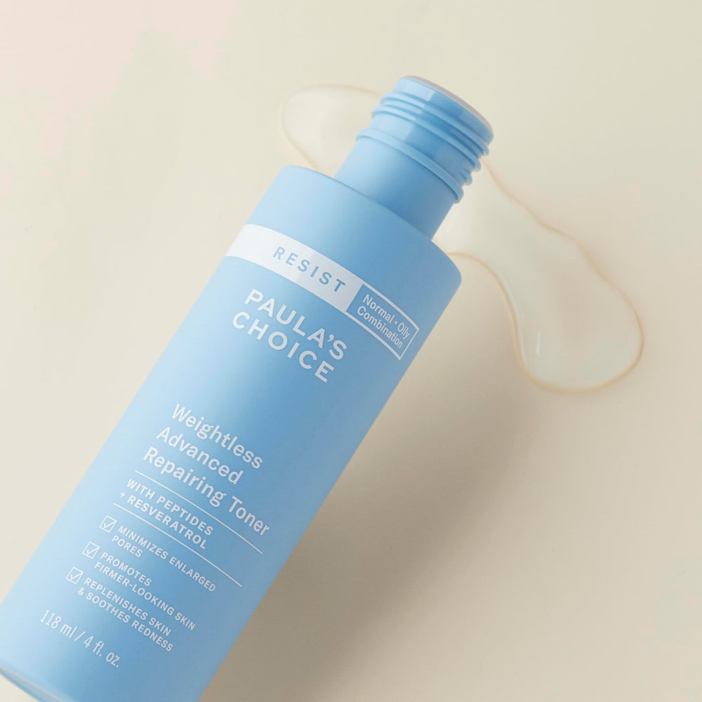 Paula's Choice Resist Toner fragrance-free label signaling gentle care for sensitive types.