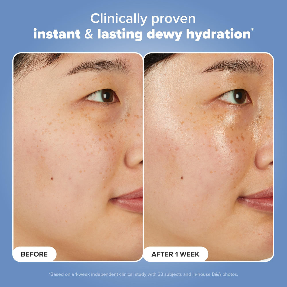 Swatch on skin shows dewy finish from the hydrating formula.