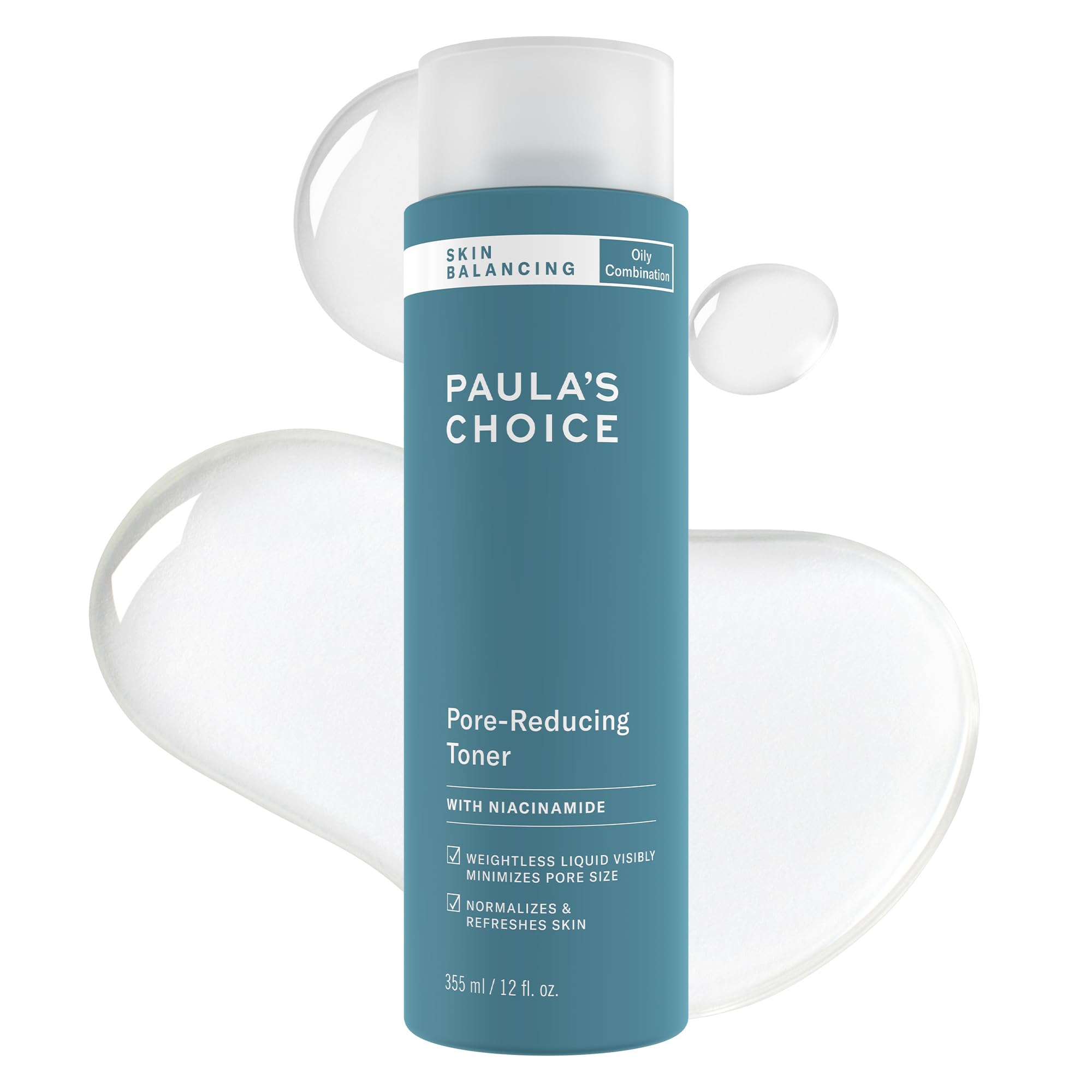 Paula's Choice Skin Balancing Toner bottle closeup showing a fragrance-free formula for oil control