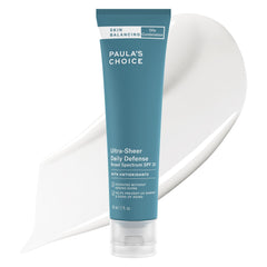 Paula's Choice Skin Balancing Ultra-Sheer SPF 30 tube offering lightweight hydration and oil control.
