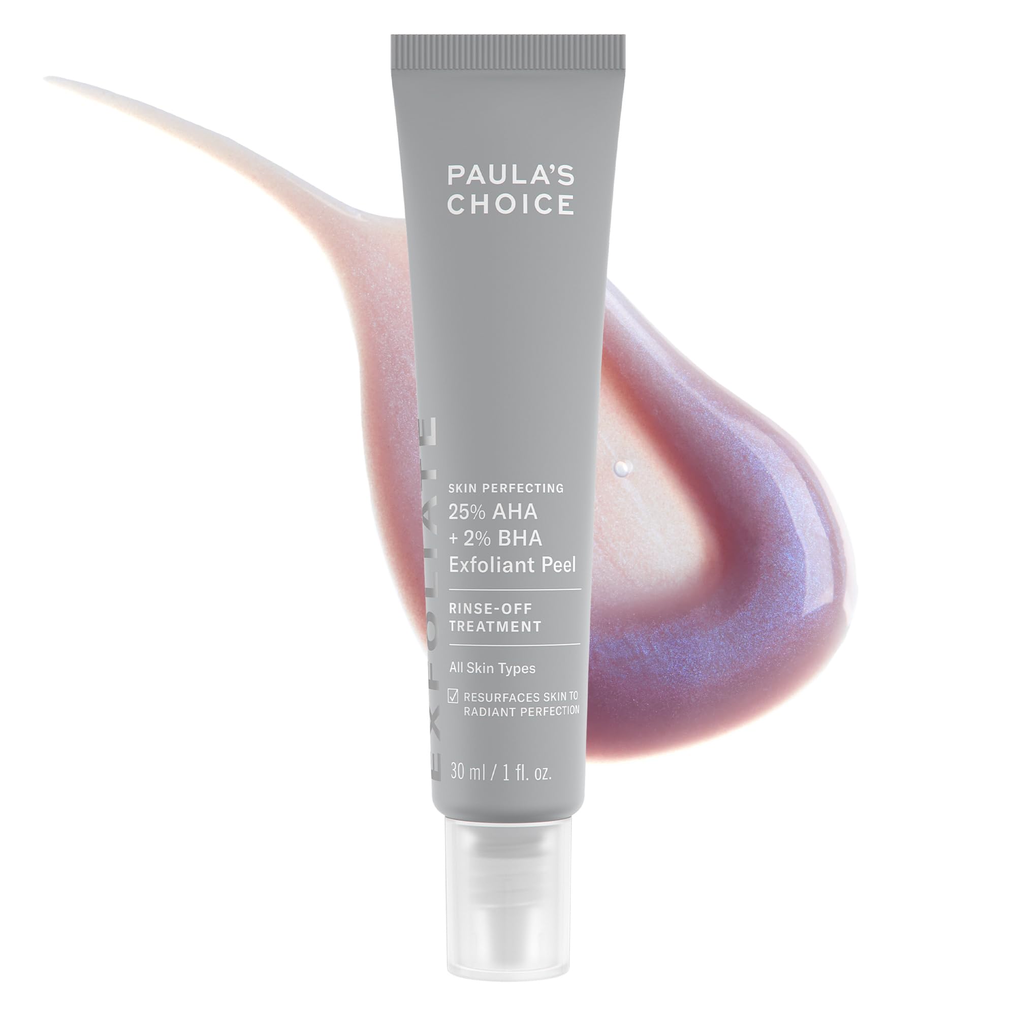 Paula's Choice Skin Perfecting Peel bottle close-up showing powerful exfoliation for smoother skin