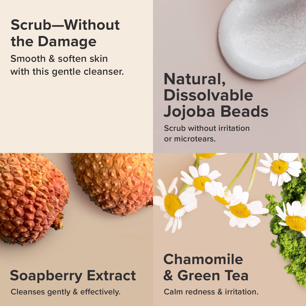 UnScrub bottle highlighting vitamin E for nourishing skin