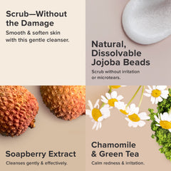 UnScrub bottle highlighting vitamin E for nourishing skin