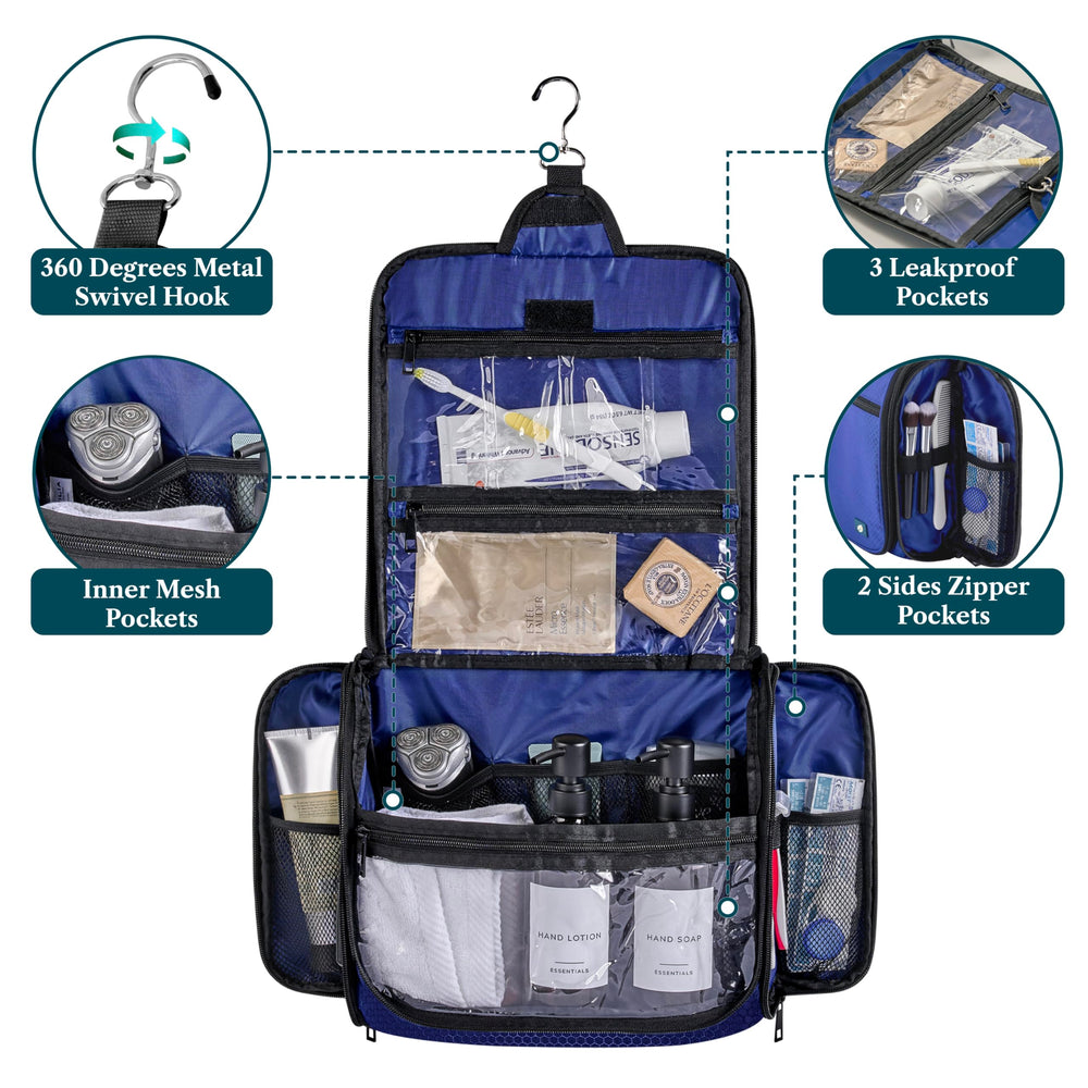 PAVILIA central compartment with mesh pockets keeps bottles organized.