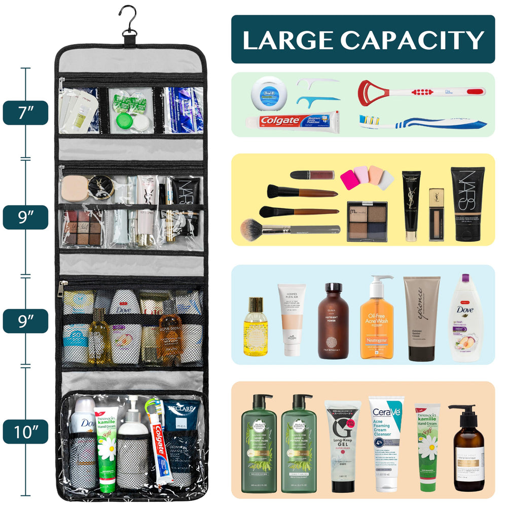 PAVILIA foam-padded makeup bag protects bottles during flights and road trips.