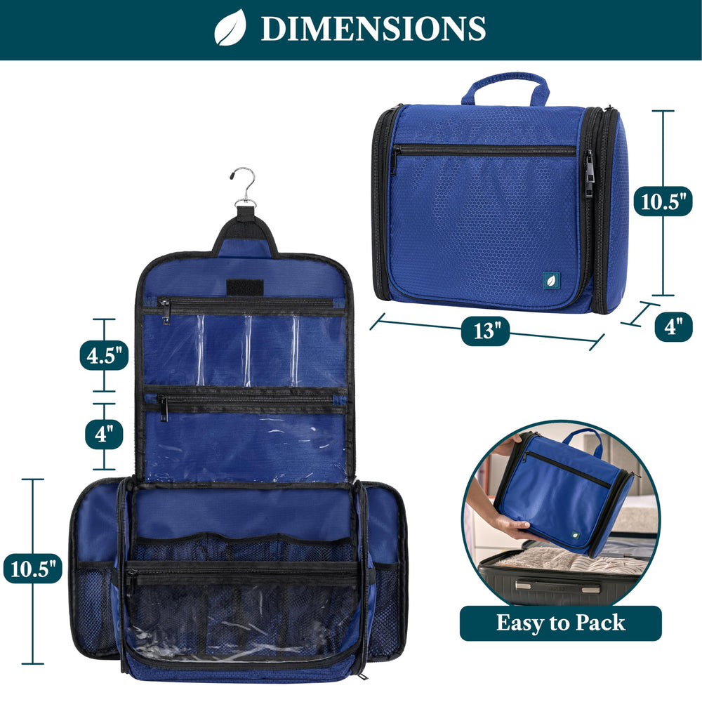 PAVILIA large hanging toiletry bag unfolded for full access.