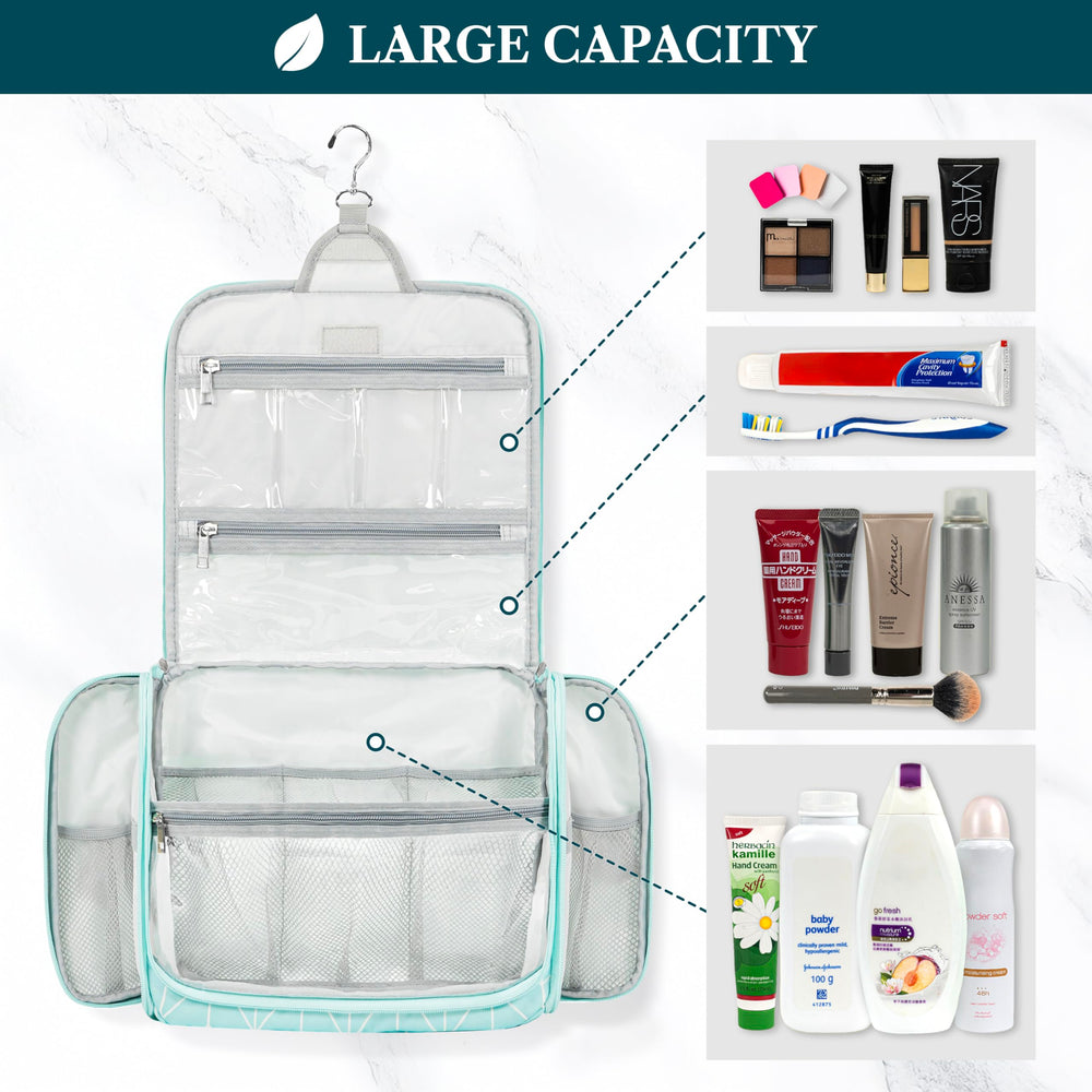 PAVILIA teal chevron includes padded compartments for delicate bottles.