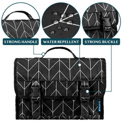 PAVILIA waterproof compartments bag highlights protection for wet items during travel.