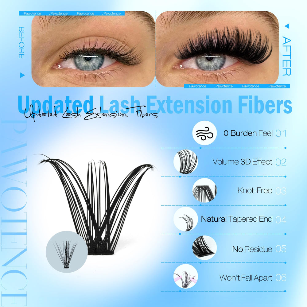 Pawotence cluster lashes 10-18mm for customizable eye opening effects.