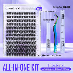 Pawotence Kira 10mm clusters for natural daytime lashes and easy application.