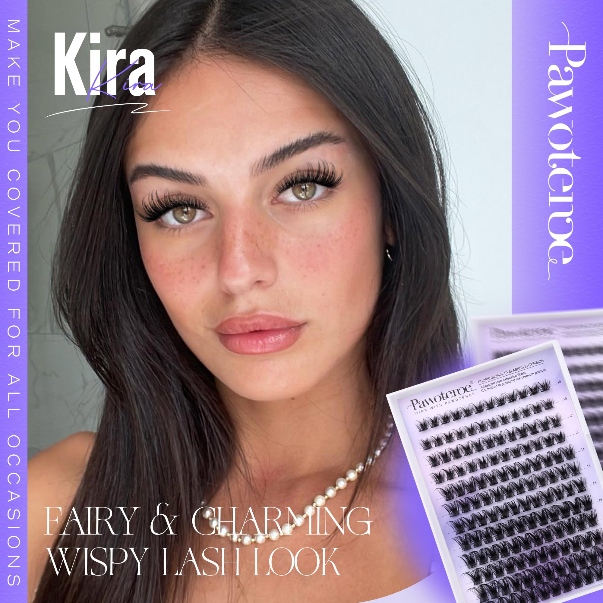 Pawotence Kira 18mm clusters create glamorous volume and long-lasting shape.