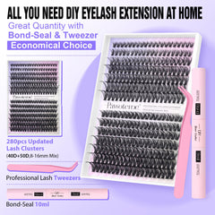 Pawotence lash clusters 40D and 50D close-up showing soft, durable fibers